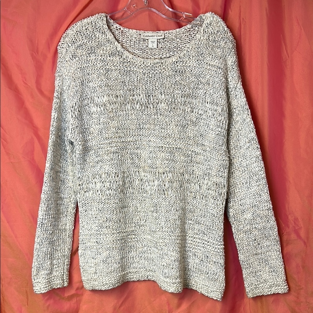 Coldwater Creek Women’s Sweater Size L Cream/Taupe Chunky Luxurious Weave